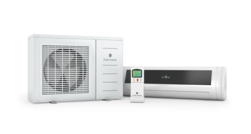  Air conditioners with remote control on a white background
